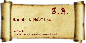 Barabit Mátka névjegykártya